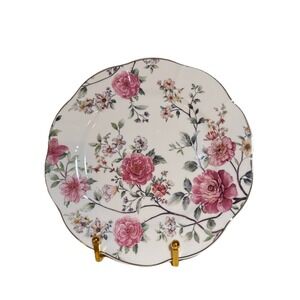 Set of 4 Grace Teaware 8" Salad / Dessert Plates Pink Peony / Rose Design